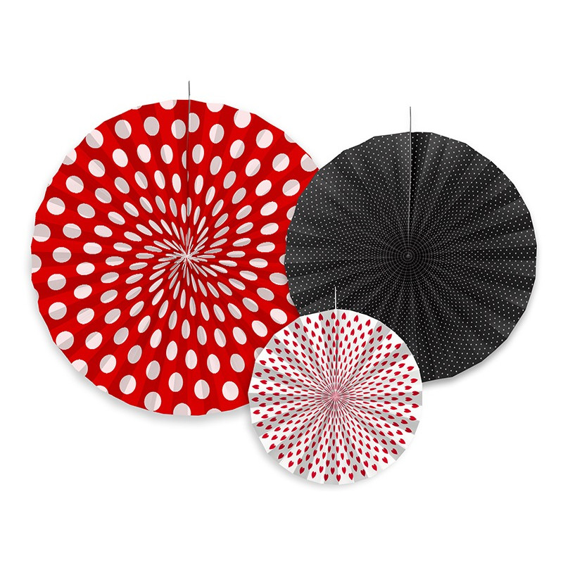 Set 3 festone Ruota Rossa nero bianco decorazione Compleanno addobbo decoro festa