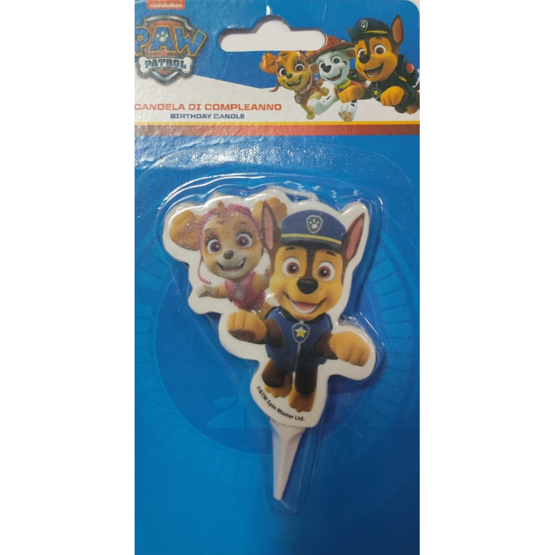 Candela dei cani cagnolini Paw Patrol con Chase e Skye - h6cm - candela di compleanno in cera