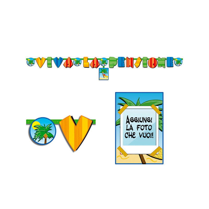 FESTONE per il PENSIONATO o la PENSIONATA - banne in carta VIVA LA PENSIONE - 2,85mt