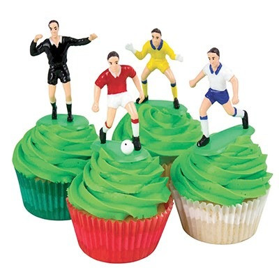 Kit topper CALCIO in plastica per torte e dolci - 6 giocatori, 1 arbitro 2 porte