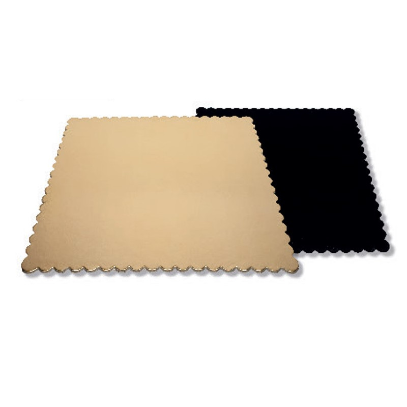 Vassoio QUADRATO ALA oro in cartone, piatto sottotorta rigido 39x39cm