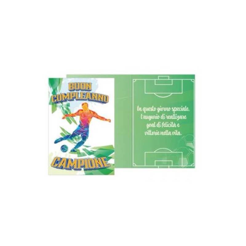 Biglietto d'auguri augurale Buon Compleanno Campione con scritta Oro lucido - completo di busta