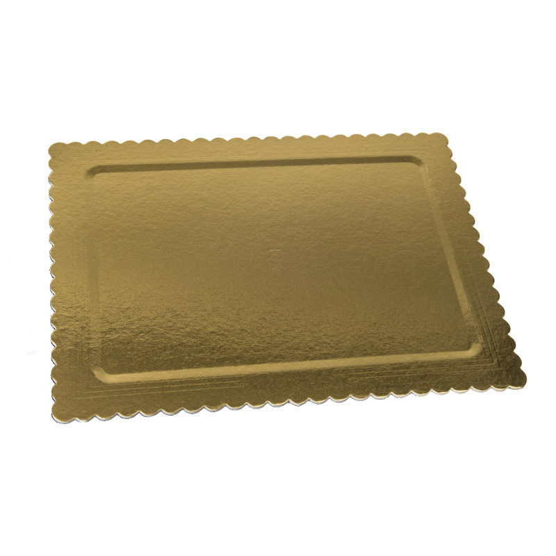 Vassoio rettangolare ALA oro in cartone, piatto sottotorta rigido 25X35cm