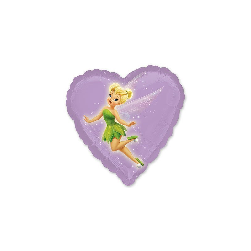 Pallone mylar TINKER BELL Trilly di Peter Pan 45cm - sagoma cuore lilla- gonfiabile a elio