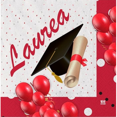 20 Tovaglioli in carta LAUREA Prestige con Tocco e Pergamena - 25x25cm