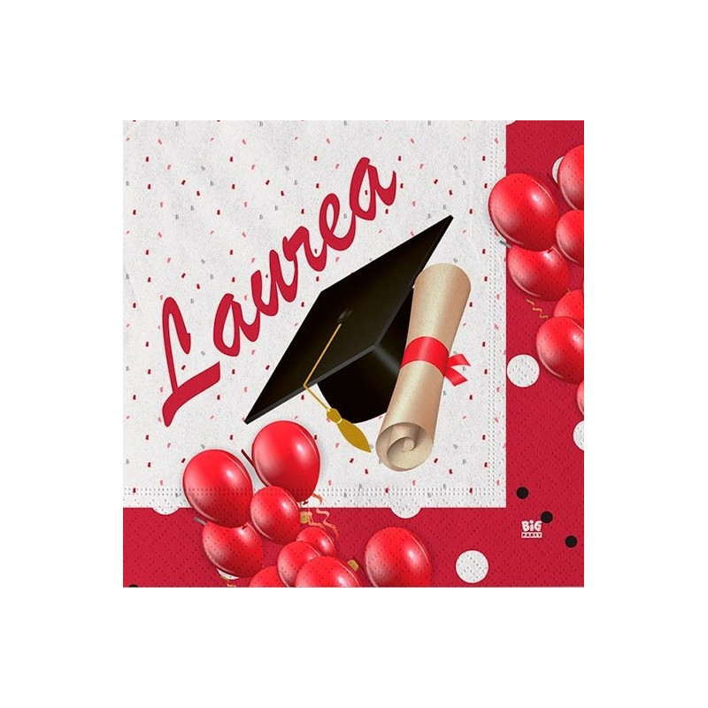 20 Tovaglioli in carta LAUREA Prestige con Tocco e Pergamena - 25x25cm