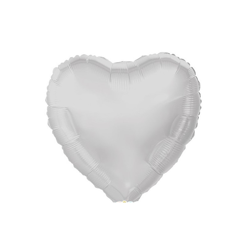 Pallone PALLONCINO in foil Mylar CUORE BIANCO METAL45CM - addobbo decorazione feste, party, compleanno, feste - gonfiabile ad e