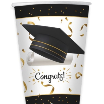 Coordinato feste tavola LAUREA con stampa tocco CONGRATS piatti bicchieri tovaglioli