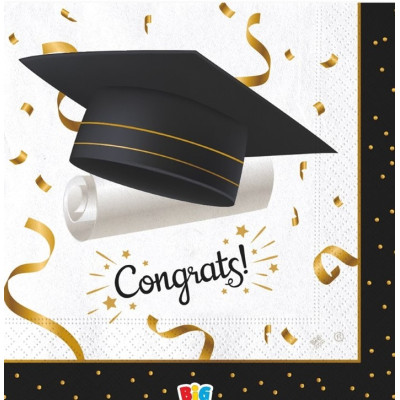 Coordinato feste tavola LAUREA con stampa tocco CONGRATS piatti bicchieri tovaglioli