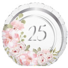 Pallone PALLONCINO FLORAL Mylar 25° Anniversario di Matrimonio -  gonfiabile ad elio 45CM
