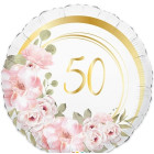 Pallone PALLONCINO FLORAL Mylar 50° Anniversario di Matrimonio -  gonfiabile ad elio 45CM
