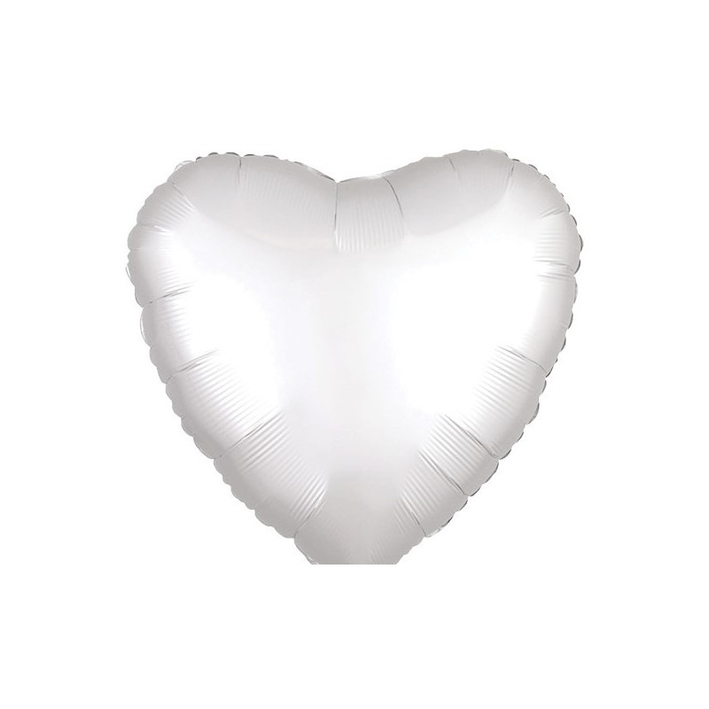 Pallone PALLONCINO in foil Mylar CUORE BIANCO satinato 45CM - addobbo decorazione feste, party, compleanno, feste - gonfiabile 