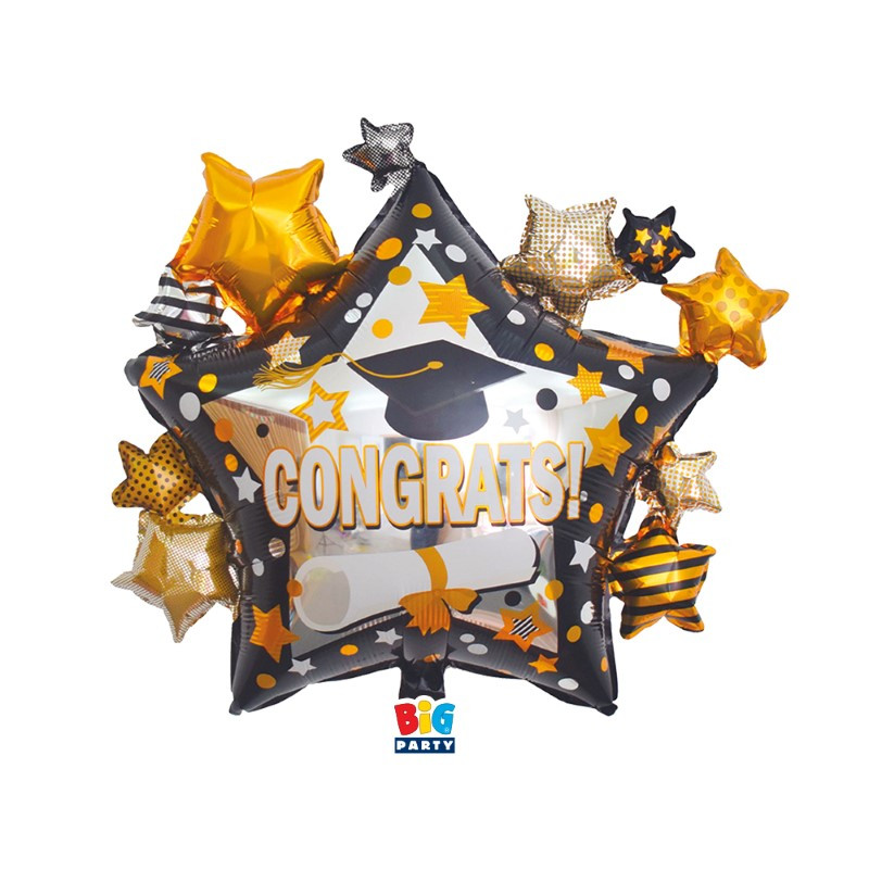 Pallone PALLONCINO stella Laurea TOCCO 65X71 cm - gonfiabile ad aria o elio - fornito sgonfio