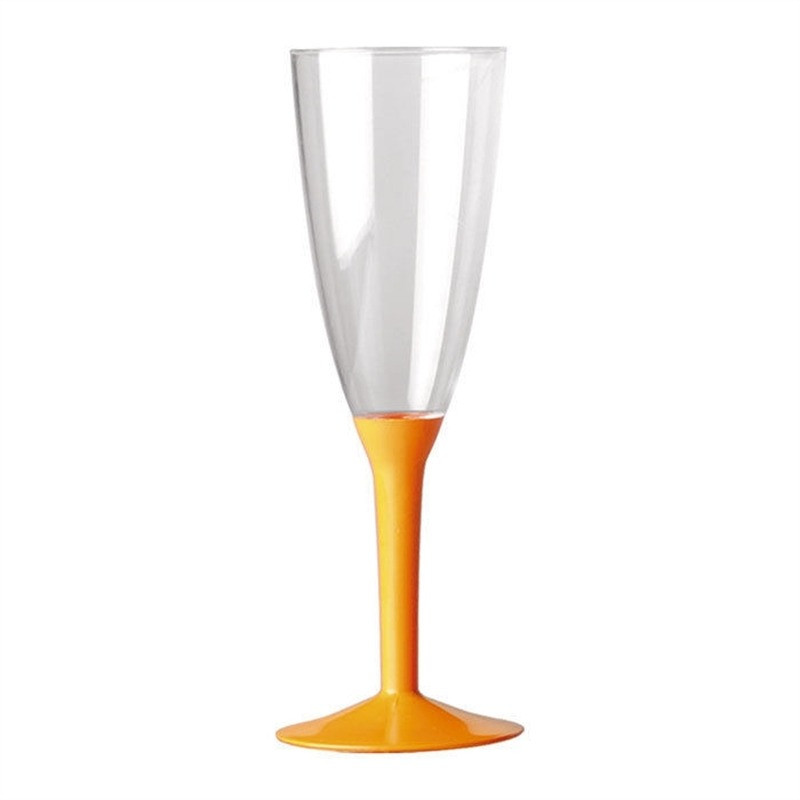 20 Flute in plastica con gambo ARANCIO - Flutes rigido monouso - Calici da Spumante