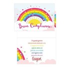Biglietto d'auguri augurale Buon Compleanno Arcobaleno con scritta fucsia lucido - completo di busta