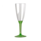 20 Flute in plastica con gambo CRYSTAL VERDE - Flutes rigido monouso - Calici da Spumante