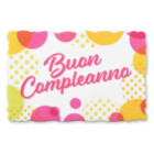 Targhetta BUON COMPLEANNO in zucchero Decorazione per torta e dolci -1 pezzo 8,3X5,5 CM