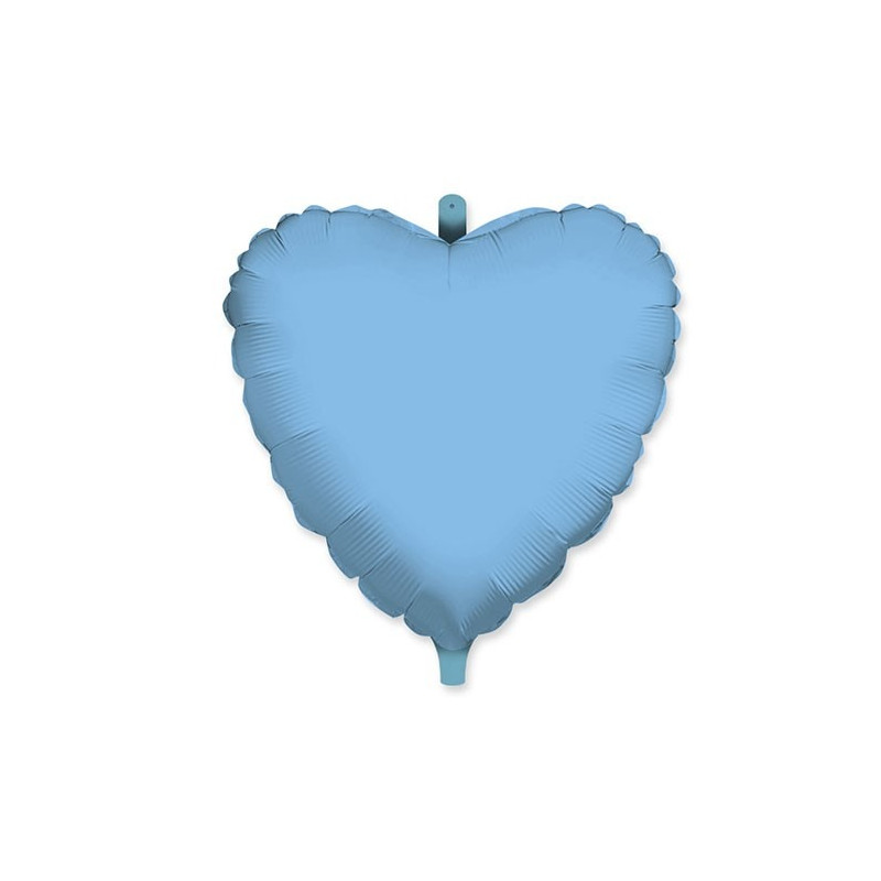 Pallone PALLONCINO CUORE Celeste in foil Mylar - gonfiabile ad aria o elio 45CM