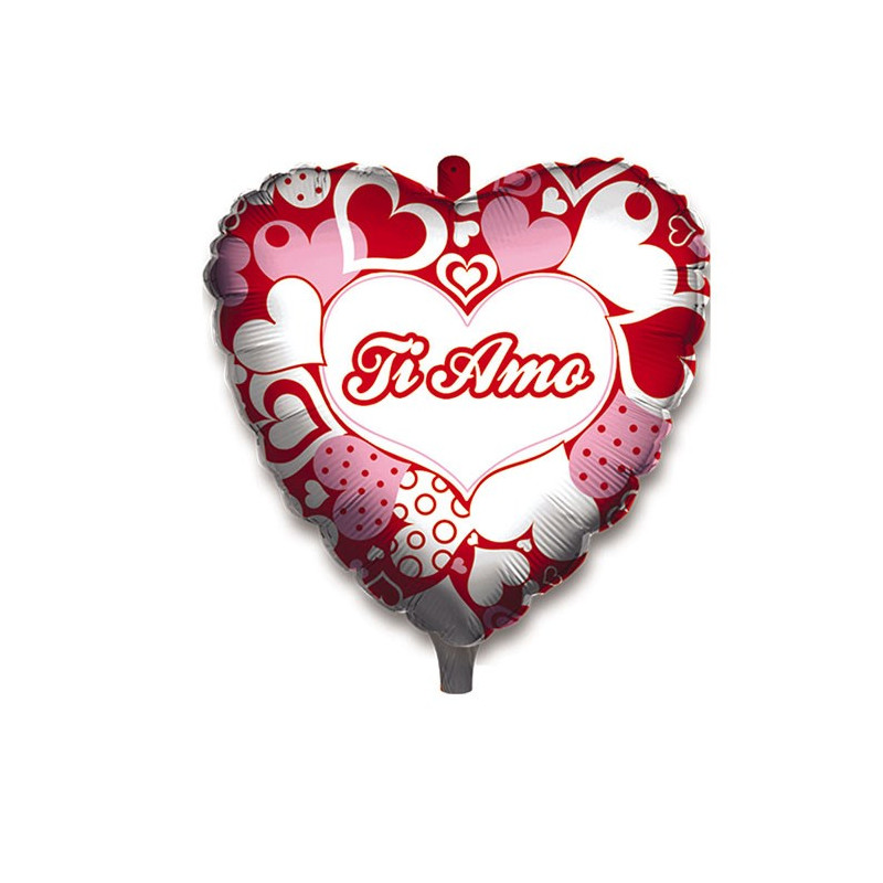 Pallone CUORE TI AMO rosso bianco e rosa - PALLONCINO  gonfiabile ad aria o elio 45CM