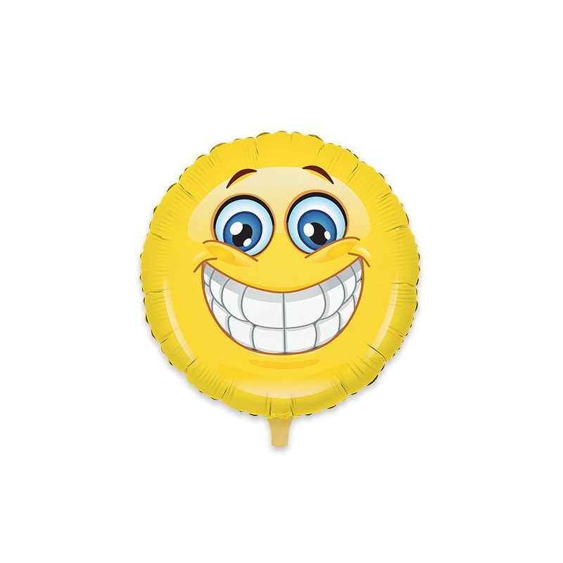 Pallone EMOTICON SMILE EMOJI - palloncino in foil Mylar gonfiabile ad aria o elio Ø45cm