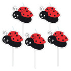 5 Candele in cera COCCINELLA - Cake Topper decorazione torte