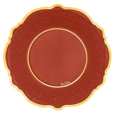 Coordinato festa Liberty ROSSO bordo oro lucido piatti bicchieri tovaglioli -addobbo Natale compleanno