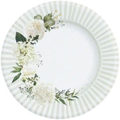 Coordinato festa FLORAL WHITE Peonie bianca piatti grandi e piccoli tovaglioli