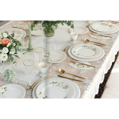 Coordinato festa FLORAL WHITE Peonie bianca piatti grandi e piccoli tovaglioli