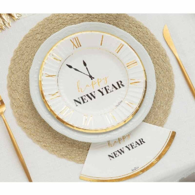 32 pz coordinato CAPODANNO Happy New Year piatti bicchieri tovaglioli addobbo tavola