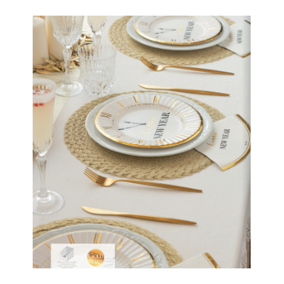 32 pz coordinato CAPODANNO Happy New Year piatti bicchieri tovaglioli addobbo tavola