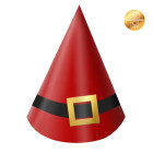 6 CAPPELLINI NATALE cono  Santa Claus  rosso con stampa fibia oro lucido