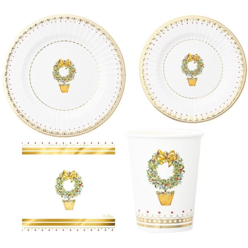 40 pz coordinato NATALE JOYEUX NOEL piatti bicchieri tovaglioli addobbo tavola