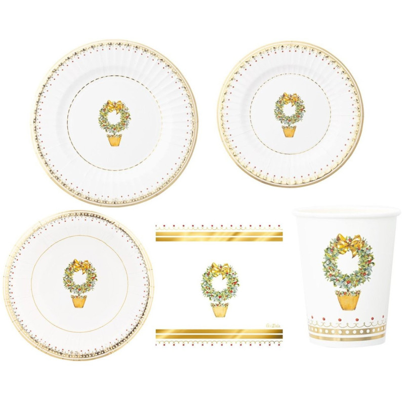 48 pz coordinato NATALE JOYEUX NOEL piatti bicchieri tovaglioli addobbo tavola