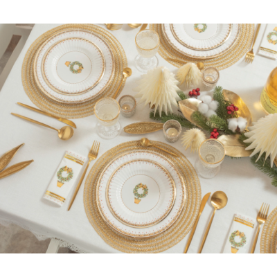 48 pz coordinato NATALE JOYEUX NOEL piatti bicchieri tovaglioli addobbo tavola