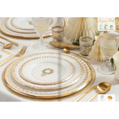 48 pz coordinato NATALE JOYEUX NOEL piatti bicchieri tovaglioli addobbo tavola