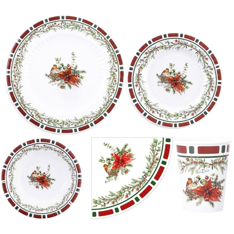 48 pz coordinato NATALE CHRISTMAS EVE piatti bicchieri tovaglioli addobbo tavola