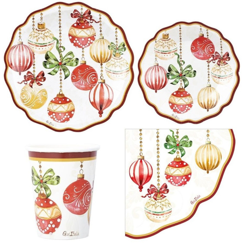 40 pz coordinato NATALE CHRISTMAS DECO' piatti bicchieri tovaglioli addobbo tavola