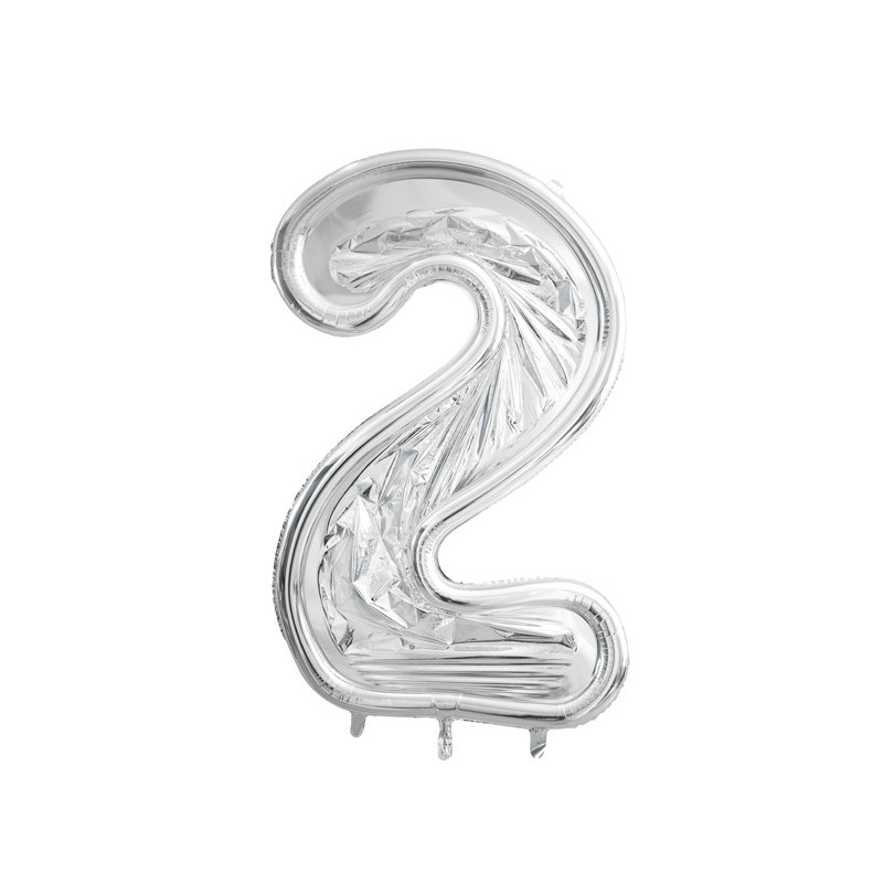 Cornice Argento NUMERO 2, per alloggiamento palloncini in lattice ad aria. Prodotto fai da te.Cornice color argento.