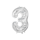 Cornice Argento NUMERO 3, per alloggiamento palloncini in lattice ad aria. Prodotto fai da te.Cornice color argento.