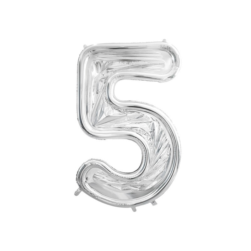 Cornice Argento NUMERO 5, per alloggiamento palloncini in lattice ad aria. Prodotto fai da te.Cornice color argento.