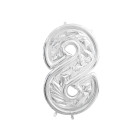 Cornice Argento NUMERO 8, per alloggiamento palloncini in lattice ad aria. Prodotto fai da te.Cornice color argento.