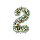 Cornice Argento NUMERO 2, per alloggiamento palloncini in lattice ad aria. Prodotto fai da te.Cornice color argento.