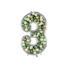 Cornice Argento NUMERO 3, per alloggiamento palloncini in lattice ad aria. Prodotto fai da te.Cornice color argento.