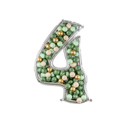 Cornice Argento NUMERO 4, per alloggiamento palloncini in lattice ad aria. Prodotto fai da te.Cornice color argento.