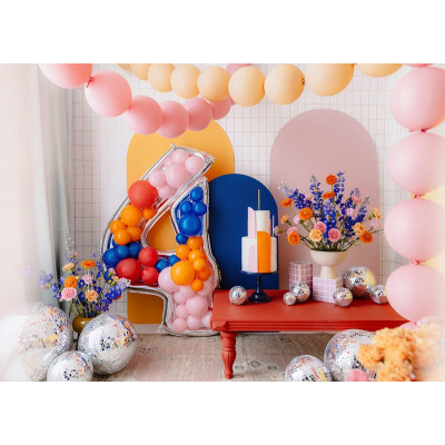 Cornice Argento NUMERO 4, per alloggiamento palloncini in lattice ad aria. Prodotto fai da te.Cornice color argento.