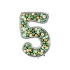 Cornice Argento NUMERO 5, per alloggiamento palloncini in lattice ad aria. Prodotto fai da te.Cornice color argento.