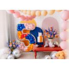 Cornice Argento NUMERO 5, per alloggiamento palloncini in lattice ad aria. Prodotto fai da te.Cornice color argento.