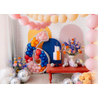 Cornice Argento NUMERO 6, per alloggiamento palloncini in lattice ad aria. Prodotto fai da te.Cornice color argento.