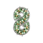 Cornice Argento NUMERO 8, per alloggiamento palloncini in lattice ad aria. Prodotto fai da te.Cornice color argento.