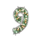 Cornice Argento NUMERO 9, per alloggiamento palloncini in lattice ad aria. Prodotto fai da te.Cornice color argento.